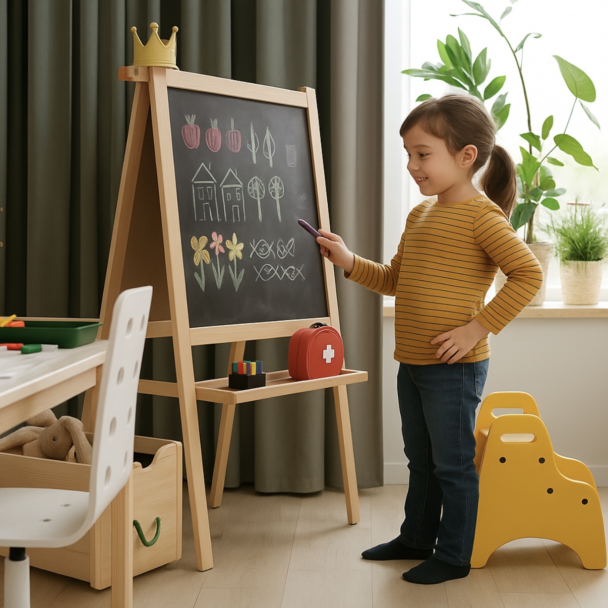 Chevalet IKEA, face blanche et tablette rouge